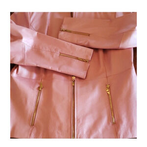 Vintage Pink Leather Jacket Women’s Small Moto Boto Statement 90s Y2K Rare
